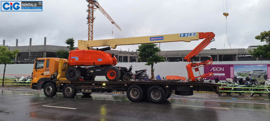 Cho thuê xe boom 26m JLG tại AEON mall Hải Dương, Hải Phòng CiG Power