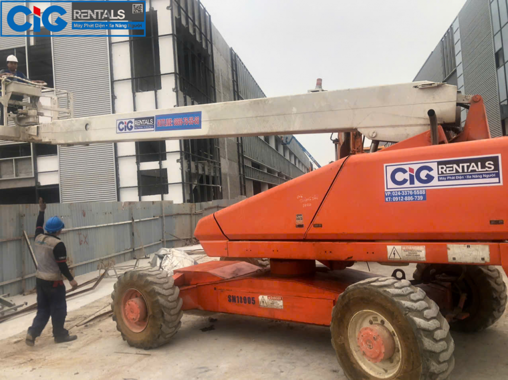 Cho thuê xe bum 18m Snorkel tại KCN Đại An, Hải Dương CiG