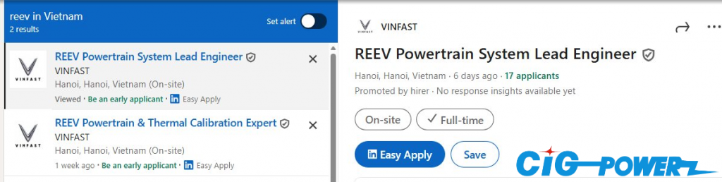 Lộ trình xe điện REEV của Vinfast CiG